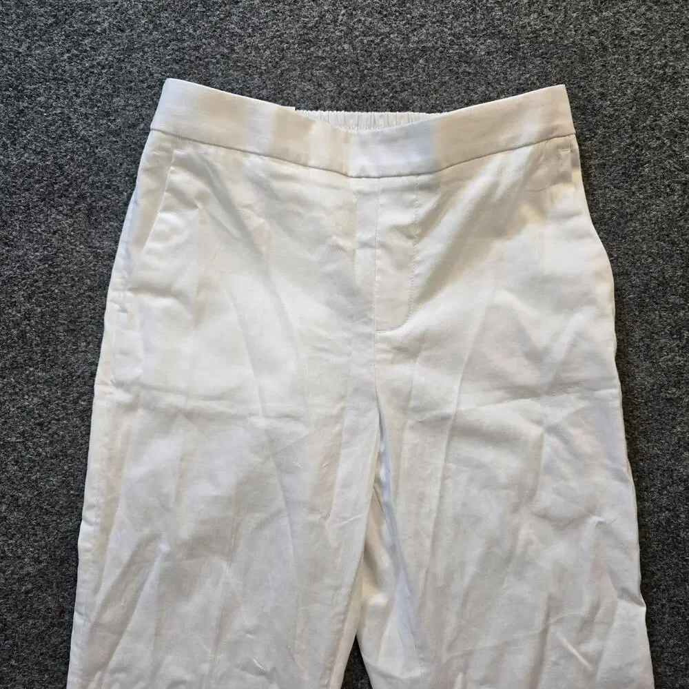 Banana Republic Pants Womens Size Small Tall White Tapered High Rise Linen Blend